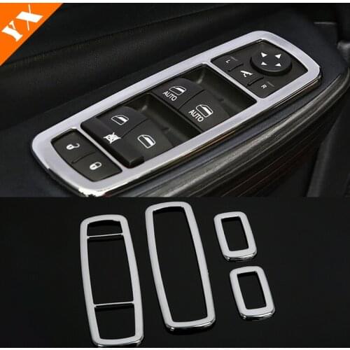 4pcs For Jeep Cherokee KL 2014 15 16 17 2018 ABS Chrome Car Armrest Door Window Glass Lift Switch button frame Panel Cover trim