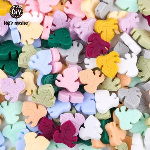 Lets Make 50pc Unicorn Cartoon Silicone Teething Beads Baby Teether DIY Leaves Teether Beads Baby Toys 0-12 Months Teether