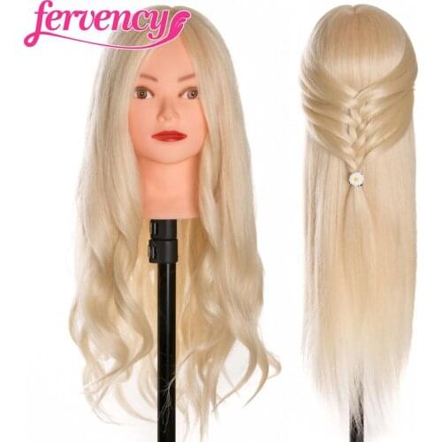 60 % Human Hair 2 piece Training Head Blonde For Salon Hairdressing Mannequin Dolls Professional Styling Head can be curled