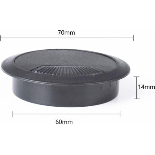 8pcs/lot 60mm Computer Desk Table Drawer Cupboard Grommet Cable Port Plastic Black Wire Hole Covers