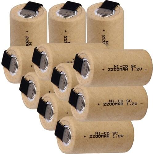 10 pcs SC battery 1.2v 2200mah nicd SUBC batteries replacement power tool for dewalt for bosch for hitachi for metabo for CASALS