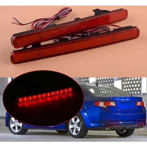 Car 2pcs Red LED Rear Bumper Reflector Turn Signal Light Brake Lamp Car Accessories Fit For Acura TSX 2009-2014