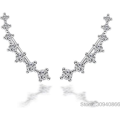 Shiny Bubble Long Stud Earrings for Women Geometric Simple 925 Sterling Silver Jewelry Statement Engagement Gift BSE235