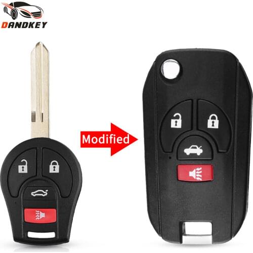 Dandkey Replacement Flip Remote Car Key Shell Case For Nissan Versa 2012 2013 2014 2015 For Nissan Rogue 2008 2012 2013 2016