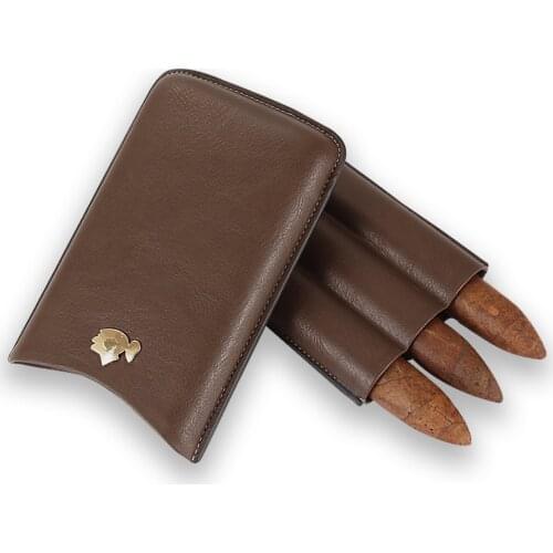 COHIBA Portable Leather Cigar Case Travel Humidor Cigar Box Mini 2/3 Tube Holder Cigar Humidor Box Pocket