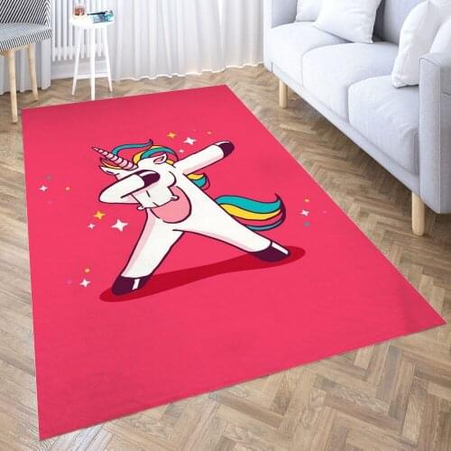 Dabbing unicorn Carpet for Living Room 3D Anime Cartoon Rug Gamer Teen Room Bedside Lounge Rug Kids Children Floor Mats
