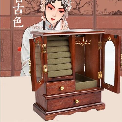 Wooden European Jewelry Box Retro Jewelry Box Necklace Hand Jewelry Storage Box Antique Multi-layer Large Capacity Organizers