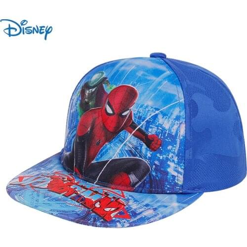 Disney Marvel Hat Superhero Breathable Embroidered Spider Childrens Hat Baby Boys Girls Flat Brim Hat Hip Hop Outdoor Hat