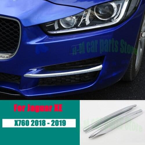 For Jaguar XE X760 2017 2019 ABS Car Exterior Front Fog Lamp Foglight Frame Trim Strips Covers Stickers Auto Accessories 2PCS