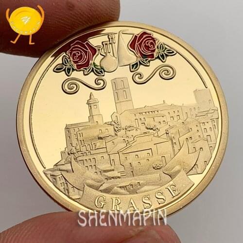 Perfume Capital Grasse Commemorative Coin Normandie Crown Lion Challenge Coin "The Emperor of Perfume" Coins Collectibles