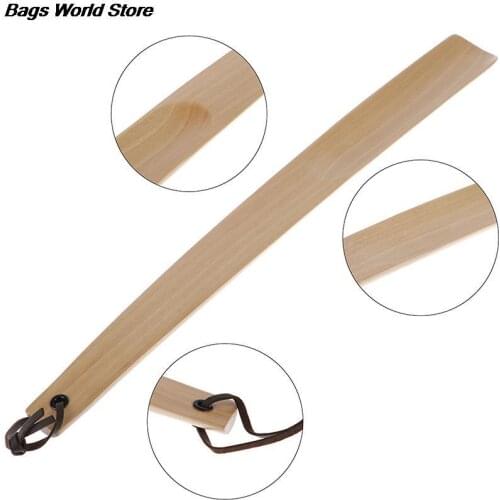 38cm Long Handle Flexible Shoe Horns Unisex Wood Horn Spoon Shape Shoehorn
