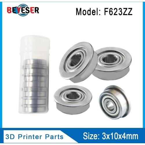 1/10Pcs F623ZZ 3d printer flange bushing ball bearings 3x10x4 mm Mini Metal Double Shielded Flanged Ball Bearings For 3D printer