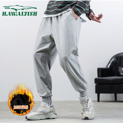 Hawaifish brand jogger pants men Autumn winter Solid Color Casual Sweatpants warm Fitness Elastic Waist Sportswear Trousers