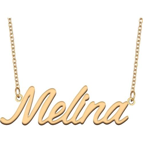 Melina Name Necklace for Women Stainless Steel Jewelry 18k Gold Plated Nameplate Pendant Femme Mother Girlfriend Gift