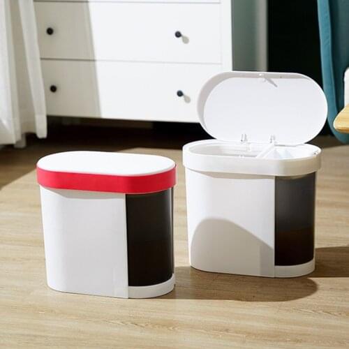 15L Dual Trash Can Waste Bin With Lid Classified Recycle Double Compartment Wet Dry with Removable Inner Bucket Garbage Bin