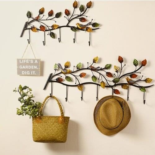Creative wall hanging metal clothing hanger porch key hook decoration crafts wall hanging coat rack wall leaf mural WF1028150
