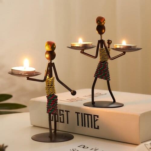 Creative Nordic Candle Holder Candlestick Romantic Candlelight Dinner Iron Men Restaurant Decor Handmade for Home Decoration