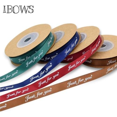 IBOWS 10mm 10m Satin Ribbon Letters Printed Ribbon for Gift Wrapping Sewing Fabric Accessories Wedding Party Decor DIY Material