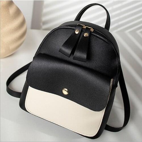 New Summer Small Leather Patchwork Backpack 2021 Korean Student Backpack Casual Mini Girl Small Backpack