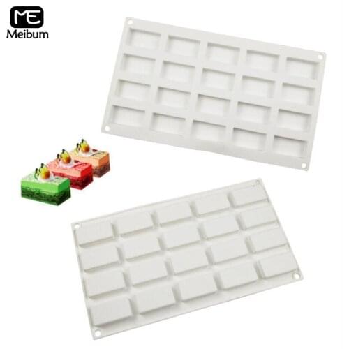 Meibum 20 Cavity Square Shape Silicone Mold DIY Fruit Pastry Pudding Mould Chocolate Dessert Cake Modle Kitchen Baking Tools