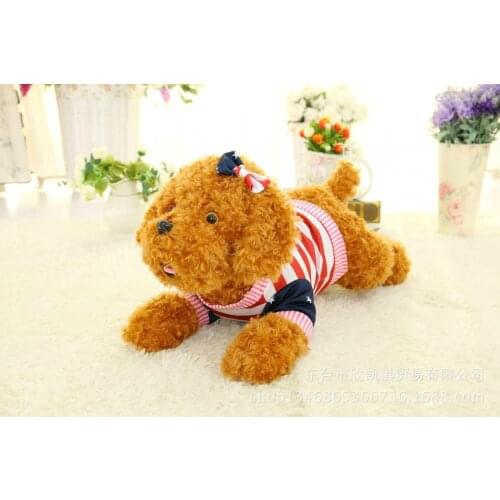 Cute prone teddy dog plush toy bowtie on the head,beautiful dress girl dog,Valentines Day present, birthday gift w5433