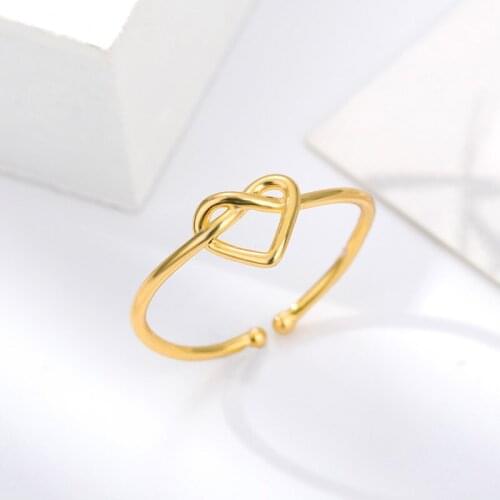 Mini Heart Knot Rings For Women Love Jewelry Stainless Steel Adjustable Couple Ring 2020 Best Friend Gifts Bague Femme Bff