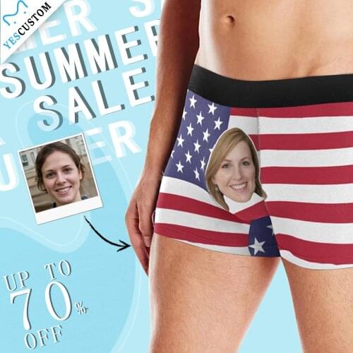 M Yescustom Custom Face Mens Print Boxer Personalize Photo Briefs Valentines Day Wedding Husband Gift Cotton Casual Underwear