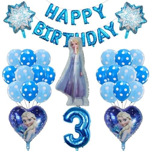 39pcs Cartoon Frozen Princess Elsa Foil Balloons Set 30inch Number Globos Baby Shower Happy Birthday Party Decorations Kids Toys