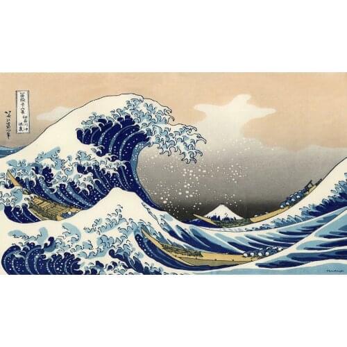 CMYK Print 2MM Thick Table Pad The Great Wave Playmat HD Image Board Games Playing Cards Playmat with Free Storage Bag