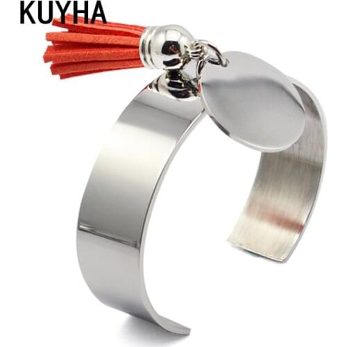Bracelets & Bangles for Women Multi-colors Tassel Lady Bracelet with Drop Laser Logo/Name Simple Bangle
