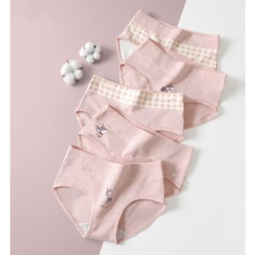 Underwear Women Breathable Printing Pure Cotton Soft Solid Color High Quality Fresh Flexible Lovely f Fawn Unfading Low Waist