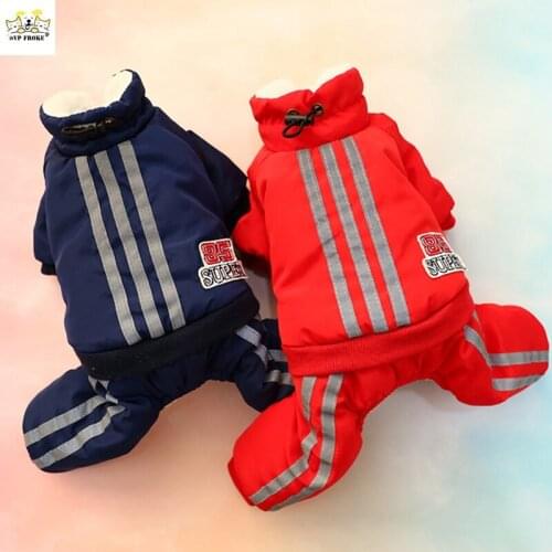 New Autumn And Winter Dog Clothes Small Dog Reflective Clothes With Hood Thick Warm And Windproof Cotton Clothes Pet Clothes
