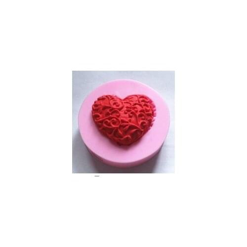 New love heart lace fondant cake molds soap chocolate mould for the kitchen baking FM087