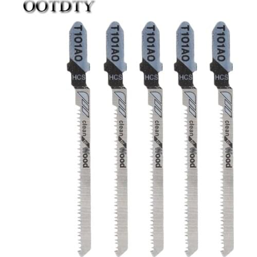 OOTDTY 5 Pcs T101AO HCS T-Shank Jigsaw Blades Curve Cutting Tool Kits For Wood Plastic