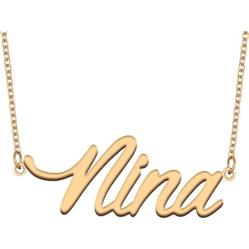 Nina Name Necklace for Women Stainless Steel Jewelry 18k Gold Plated Nameplate Pendant Femme Mother Girlfriend Gift