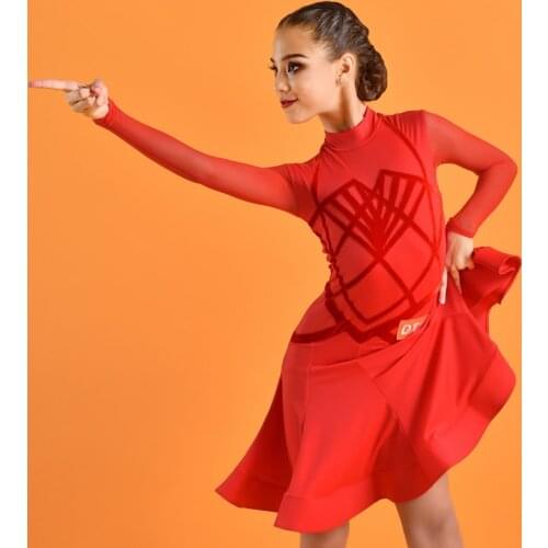Latin Dance Dress For Girls Latina Standard Competition Dresses Stage Costume Mesh Salsa Dance Clothes Tap Dance Wear JL1708