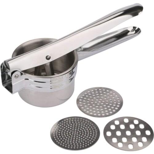 Potato Masher stainless steel mud press Vegetable fruit garlic press multifunctional kitchen cooking tool 3 mesh pieces