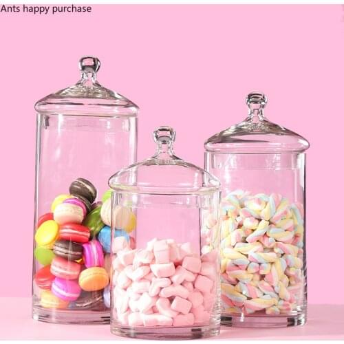 European Style Transparent Glass Food Candy Jar Decoration Household Thicken Storage Jar with Lid Wedding Arrangement Storage