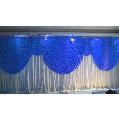 Romantic 6m/20ft (w) x 3m/10ft (h) Royal Blue with White Wedding backdrop curtain wedding props wedding background veil