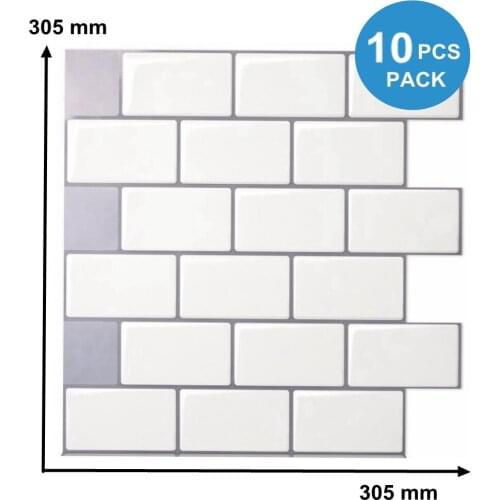 DIY 12*12 Inch Kitchen Wallpaper Waterproof Bathroom Decor Peel And Stick Eco-Friendly Child Room Tiles - 10 Pieces