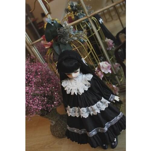 BJD Doll dress suitable for 1-3 1-4 1-6 size fashionable black dress headgear doll accessories
