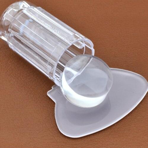 Nail Stamp Scraper Double Head Clear Jelly Silicone Nail Stamper with Cap Enlarge Pattern Print Transfer Stamping Manicure Tool