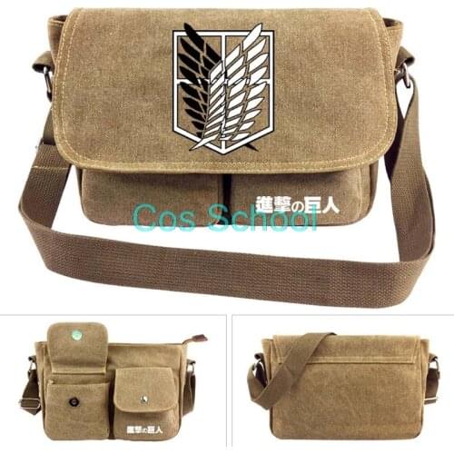 Cos School Attack on Titan Canvas Bags Levi Ackerman Satchel Mikasa Student Backpacks Scout Regiment Canvas Crossbody Bags