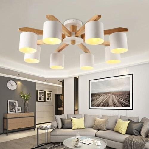Modern LED Chandelier Lighting For Living Room Bedroom Lustre E27 Chandeliers Ceiling Iron Wooden Chandelier Light Fixtures