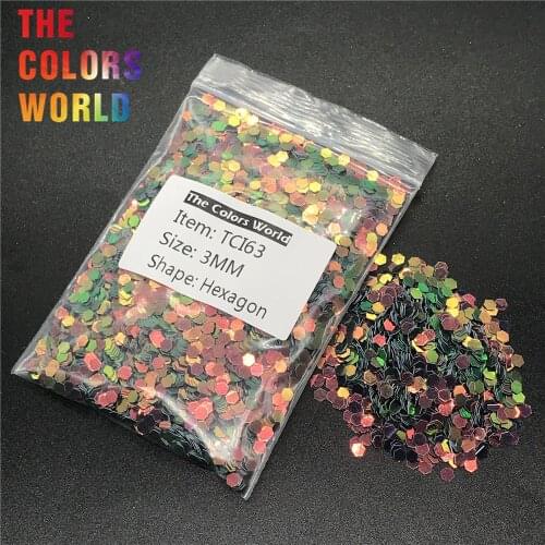 TCI63 Pearlescent Iridescent Dark Green Color With Gold Light Hexagon Shape Nail Glitter Nail Art Design Henna Cup Decoration