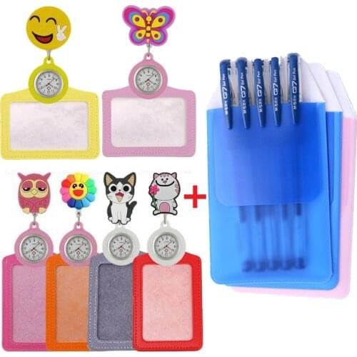 Creative nurse doctor gift pocket watches pack Retractable Badge Reel card holders pen bags cases hospital medical watches set