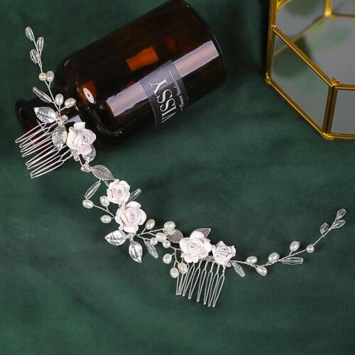 Leaf Flower Hair Comb Headband Tiara Headband Hair Accessories For Women Wedding Accessories Bride Hair Jewelry