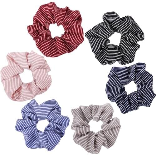 2020 Vintage Hair Scrunchies Striped Scrunchie Women Girls Ponytail Holder Hair Tie Rope Elastic Hair Band Hair Accessories