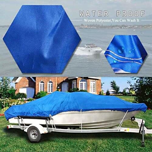 Kkmoon Heavy Duty 14-16ft / 17-19FT / 20-22FT Beam 90inch Trailerable 210D Marine Grade Boat Cover Waterproof UV Protected Blue