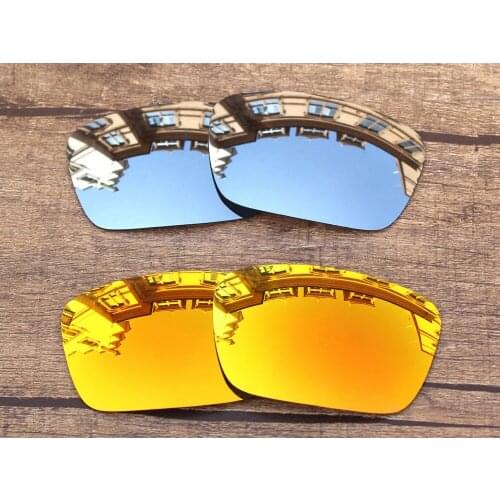 Vonxyz 2 Pairs Ruby Mirror & Chrome Mirror Polycarbonate Replacement Lenses for-Oakley Fuel Cell Frame